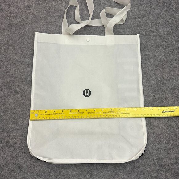 Lululemon Reusable Tote White Classic Shopping Bag Snap Closure Authentic - Picture 5 of 5